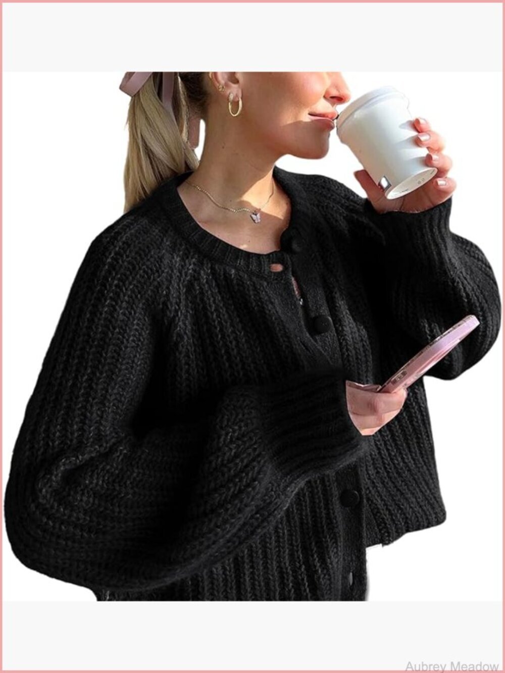 Chunky Knit Cardigan Sweater Long Sleeve Open Front Button Down Casual